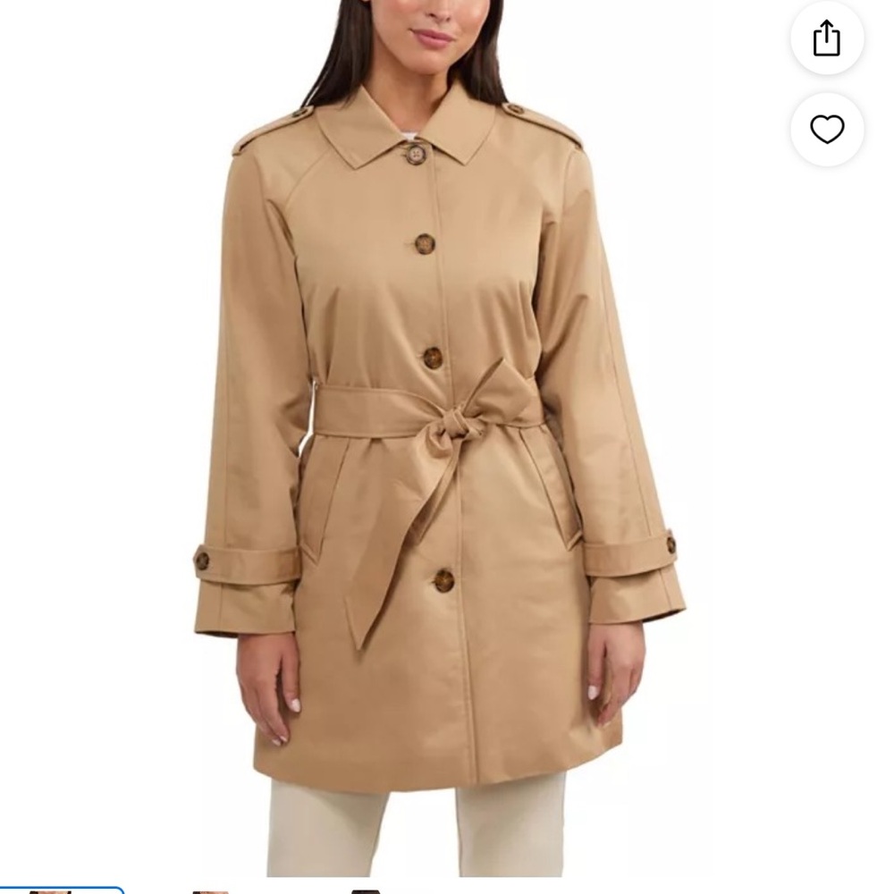 Ellen Tracy CLASSIC CAMEL Women's Coated Gab Trench Medium NWT 119$ retail